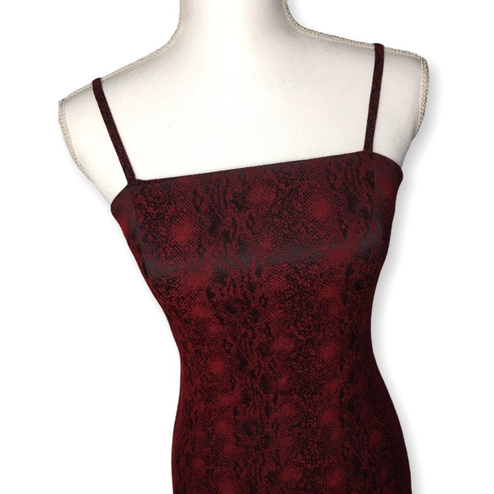 90s Y2k Vintage Express Red Snakeskin Spaghetti S… - image 2